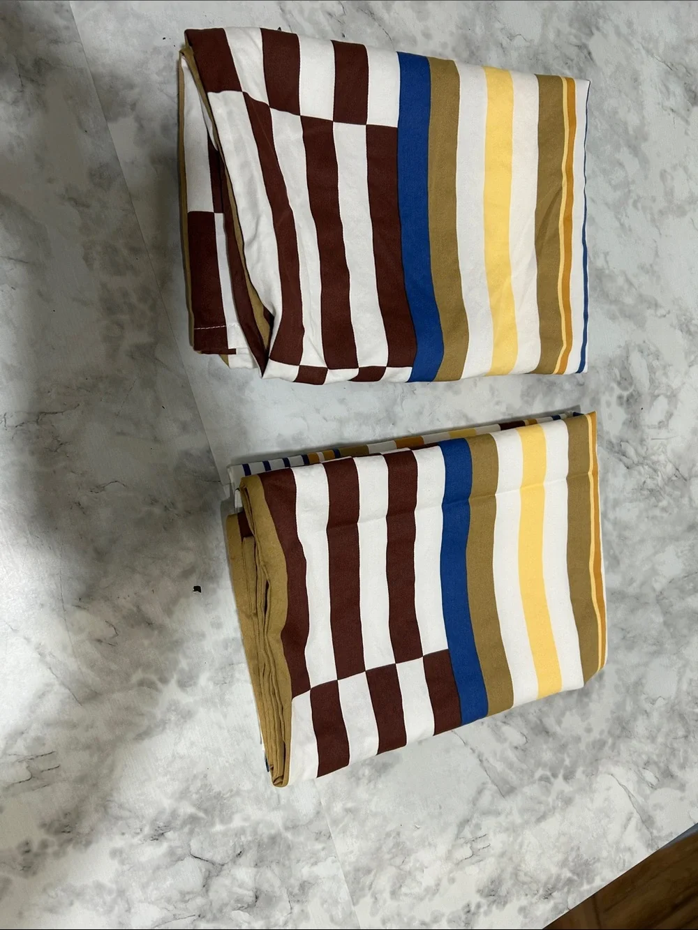 Brooklinen Yellow White Striped Cotton Panel Duvet W/ Two Pillow Set Full/Queen